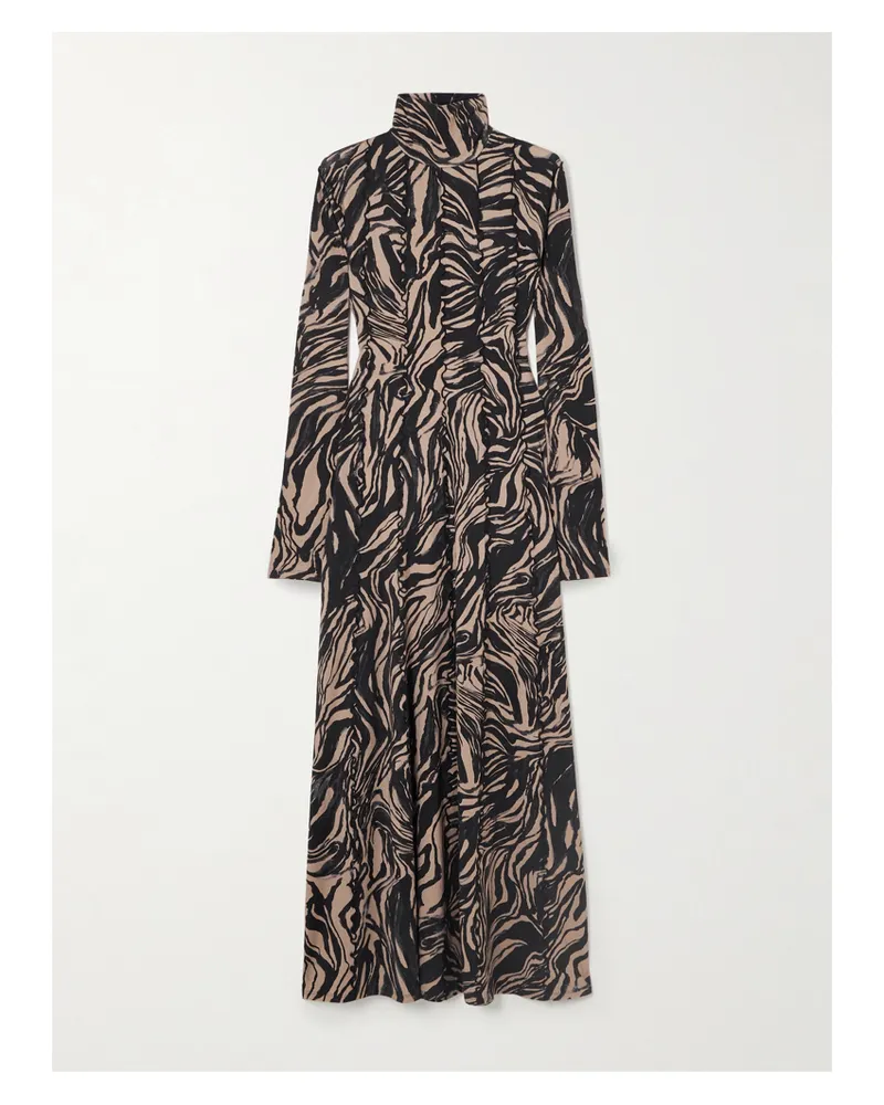Proenza Schouler Mabel Paneled Printed Jersey Turtleneck Maxi Dress - Multi Multi