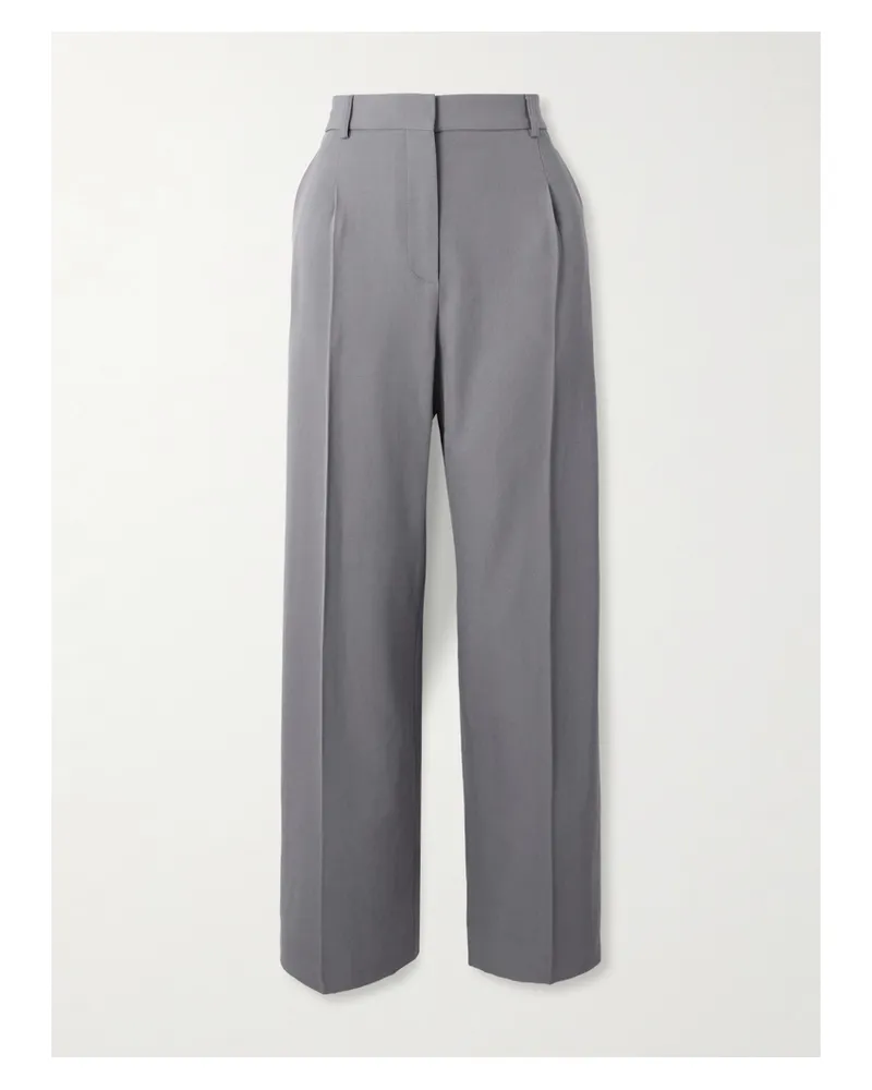 Alaïa Capri Pleated Wool-gabardine Straight-leg Pants - Gray Gray