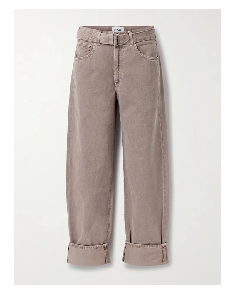 AGOLDE Cuffed Taper Halbhohe Jeans Mit Geradem Bein Und Gürtel - Braun Braun