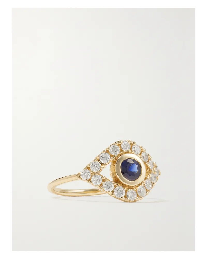 Sydney Evan Large Evil Eye Ring Aus 14 Karat Gold Mit Saphir Und Diamanten Gold