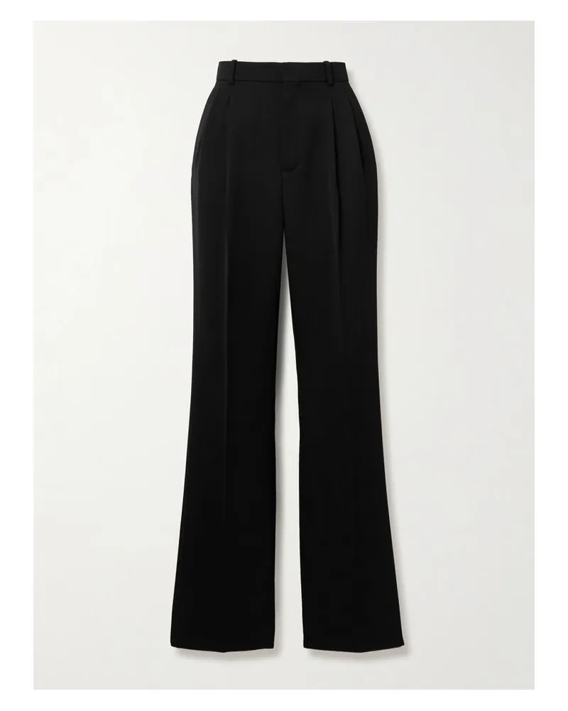 Saint Laurent Hose Mit Schmalem Bein Aus Wolle Mit Falten - Schwarz Schwarz