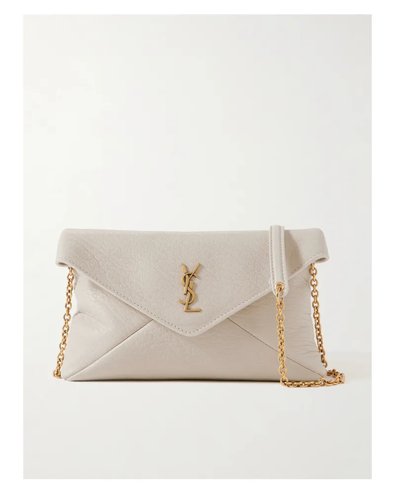 Saint Laurent Cassandre Mini Textured-leather Shoulder Bag - Cream Cream