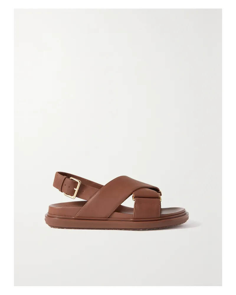 Marni Fussbett Slingback-sandalen Aus Leder - Braun Braun