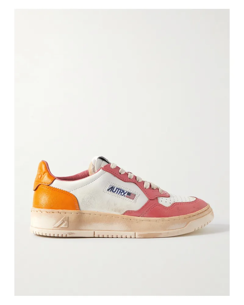 AUTRY Super Vintage Sneakers Aus Leder In Distressed-optik - Orange Orange