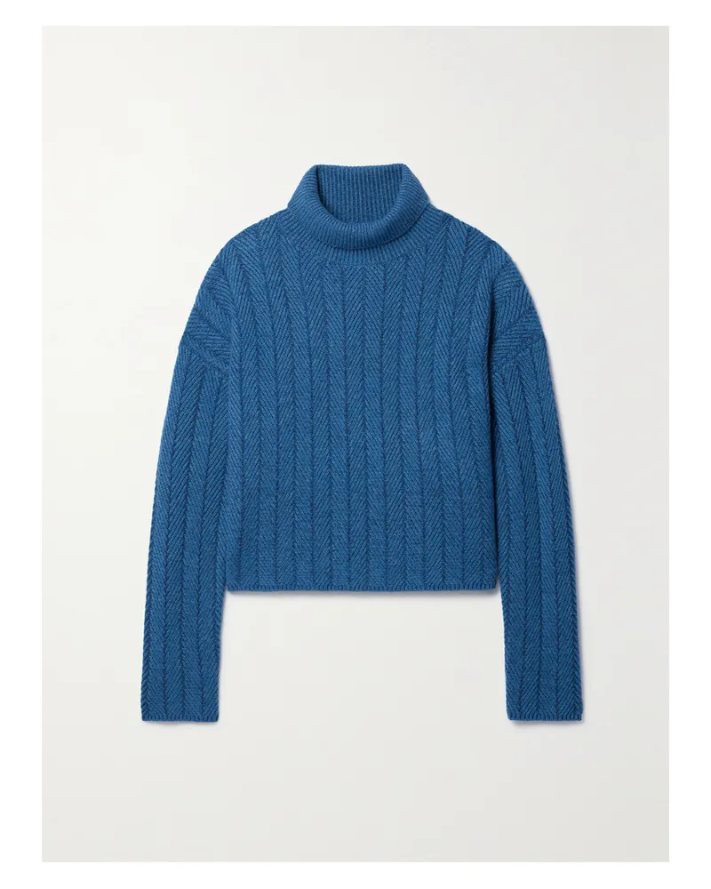 Altuzarra Terence Rollkragenpullover Aus Kaschmir Mit Fischgratmuster - Blau Blau