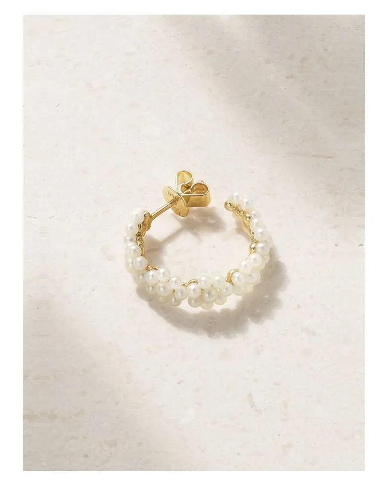 Sophie Bille Brahe Boucle Parc Einzelne Creole Aus Recyceltem 14 Karat Gold Mit Perlen Gold