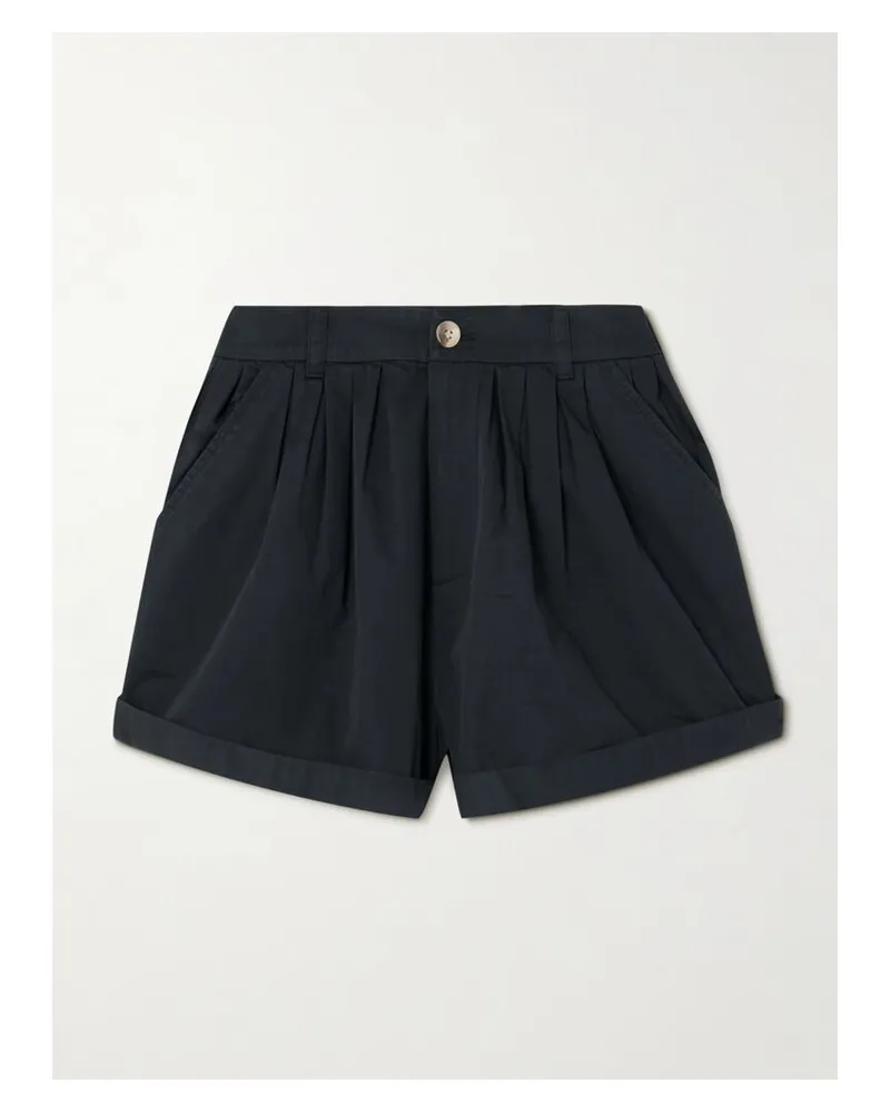DÔEN Paige Shorts Aus Biobaumwollpopeline Mit Bundfalten - Schwarz Schwarz