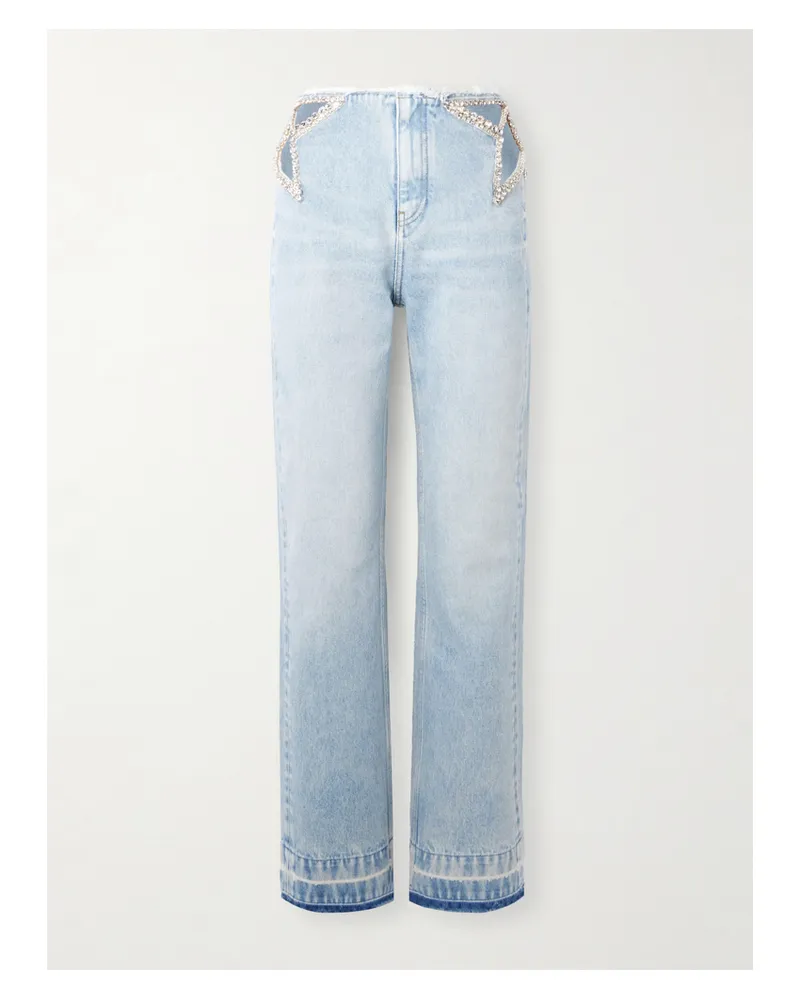 Stella McCartney Net Sustain Jeans Aus Bio-denim Mit Kristallen Und Cut-outs - Blau Blau