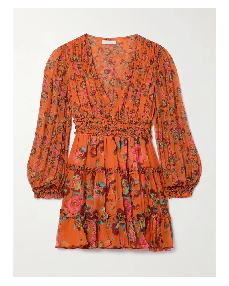 Ulla Johnson Lya Minikleid aus Seidenkrepon Orange