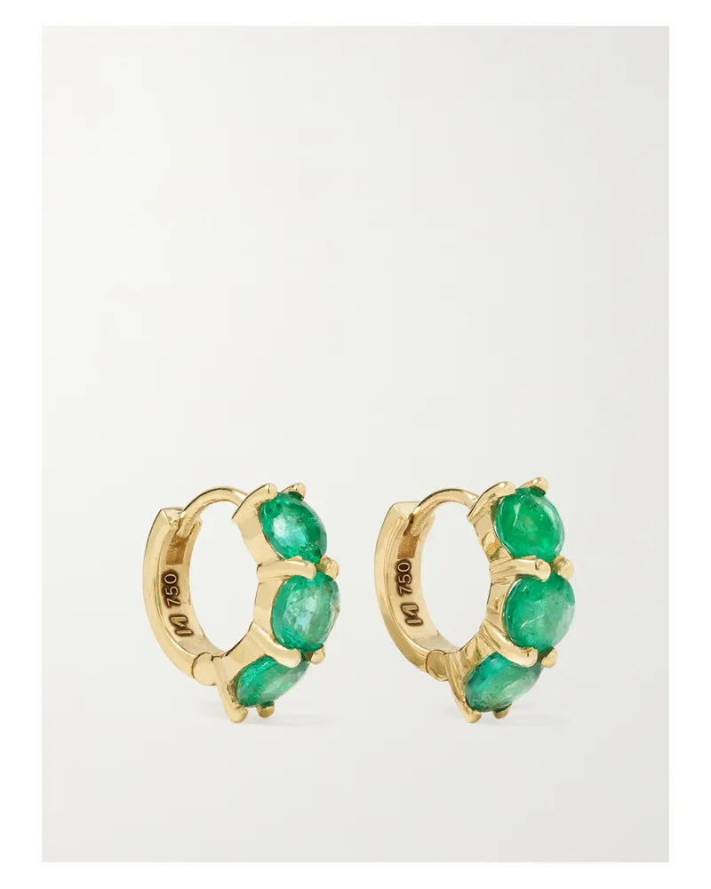 Ileana Makri 18-karat Gold Emerald Hoop Earrings - Green Green