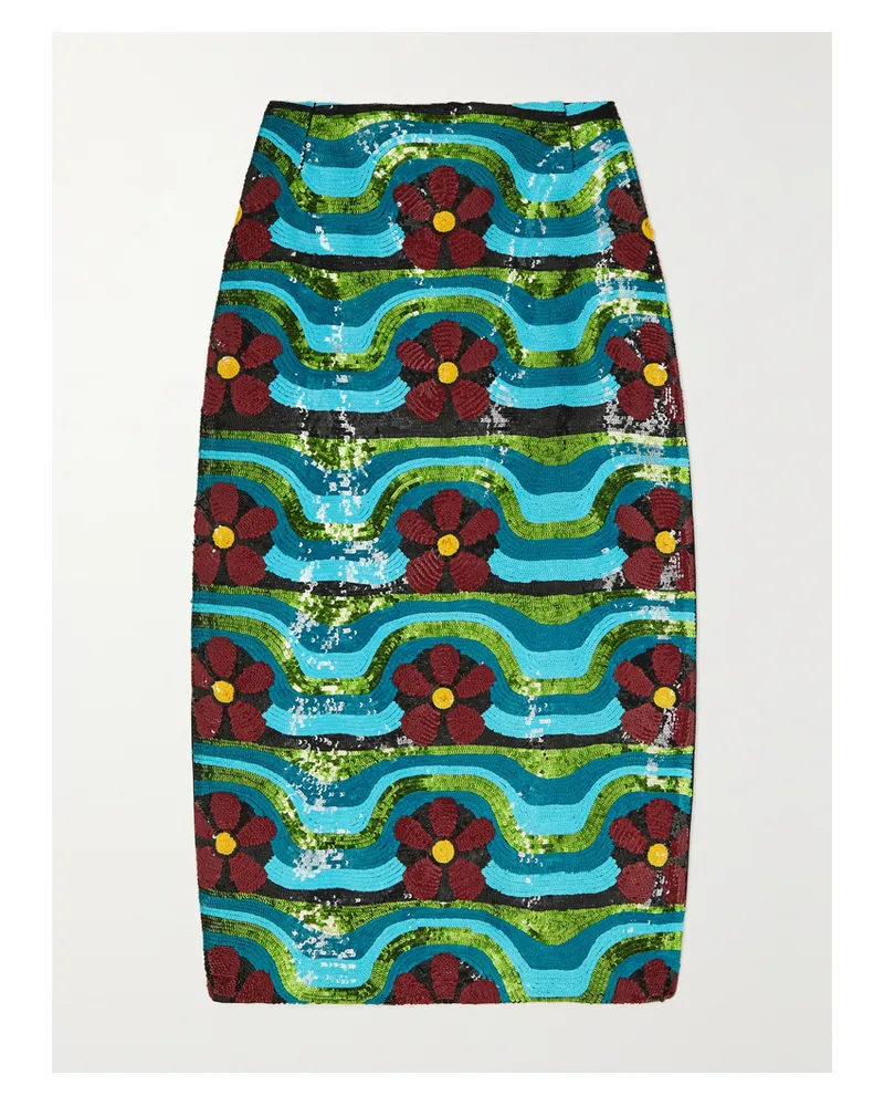 La DoubleJ Midirock Aus Einer Wollmischung Mit Pailletten - Blau Blau