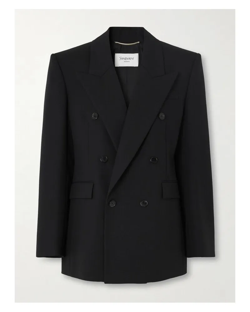 Saint Laurent Doppelreihiger Blazer Aus Grain De Poudre Aus Wolle - Schwarz Schwarz