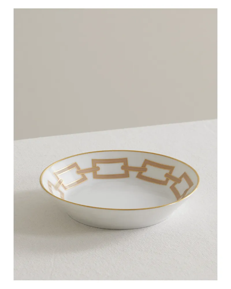 Ginori 1735 Catene Untertasse Aus Porzellan Mit Vergoldeten Details - Weiß Weiß