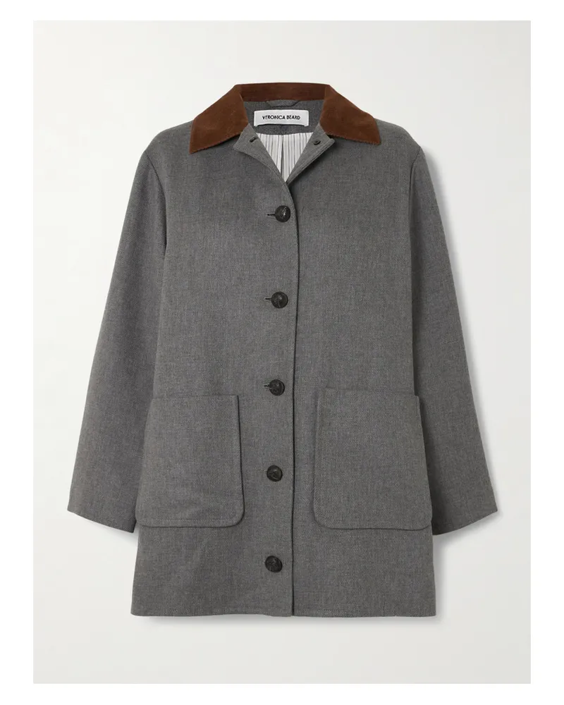 Veronica Beard Freya Mantel Aus Webstoff Mit Cordbesatz - Grau Grau