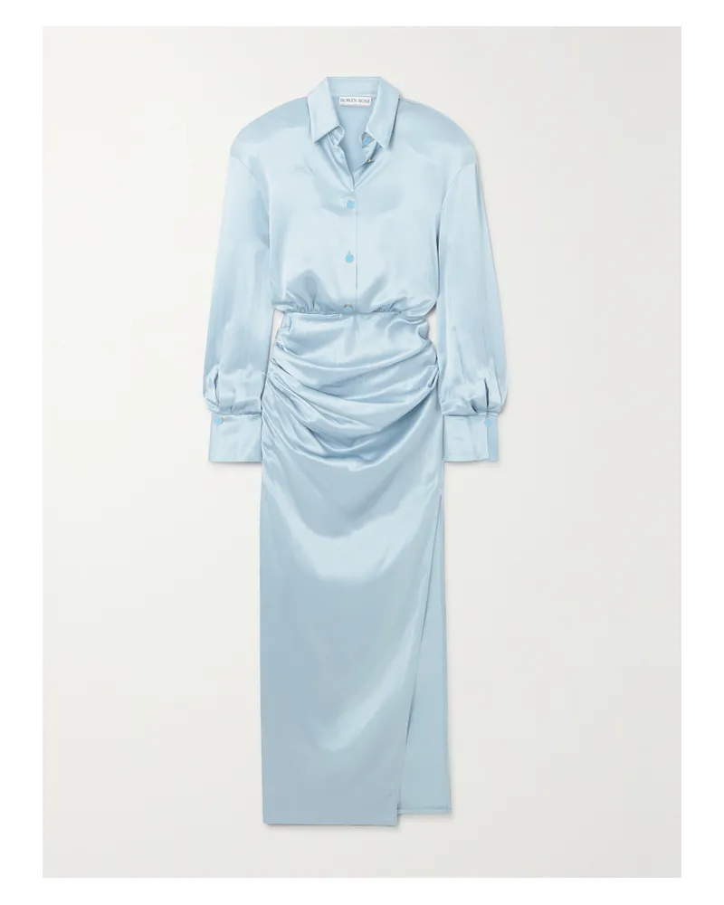 Rowen Rose Maxikleid Aus Seidensatin - Blau Blau