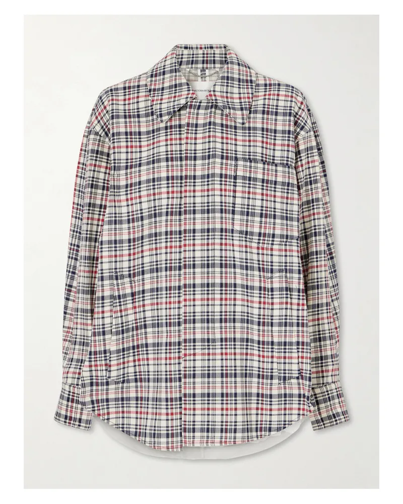 Victoria Beckham Cocoon Checked Cotton And Virgin Wool-blend Jacket - Multi Multi
