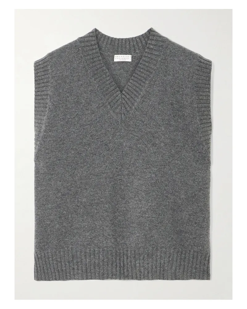 Brunello Cucinelli Pullunder Aus Kaschmir - Grau Grau