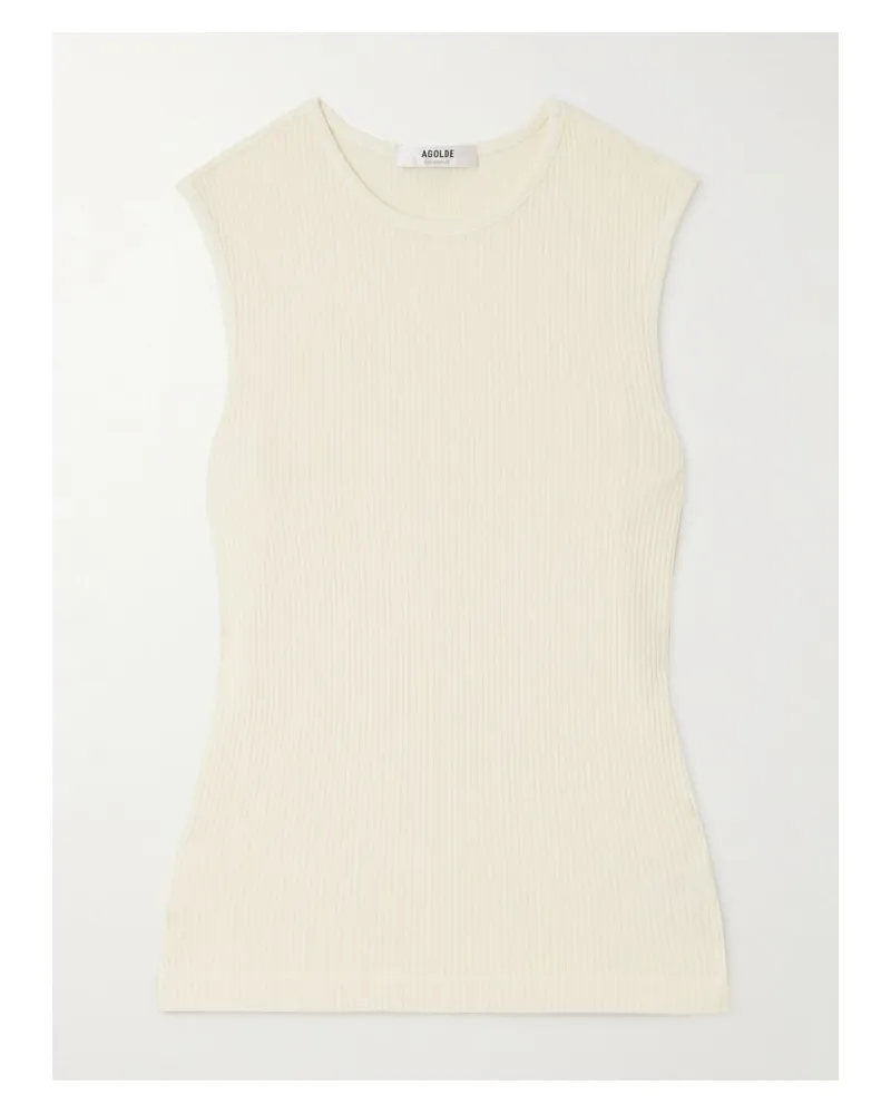 AGOLDE Binx Geripptes Tanktop Aus Einer Mischung Aus Stretch-lyocell Und Biobaumwolle - Ecru Ecru