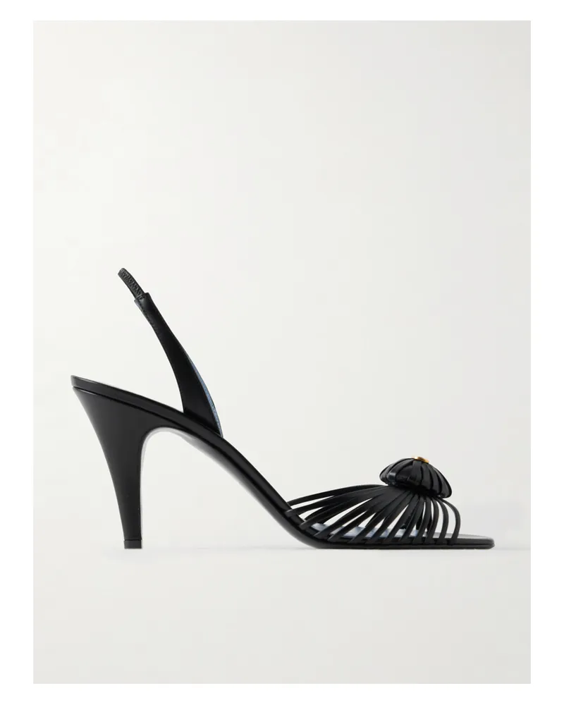 Valentino Garavani Royal 85 Leather Slingback Sandals - Black Black