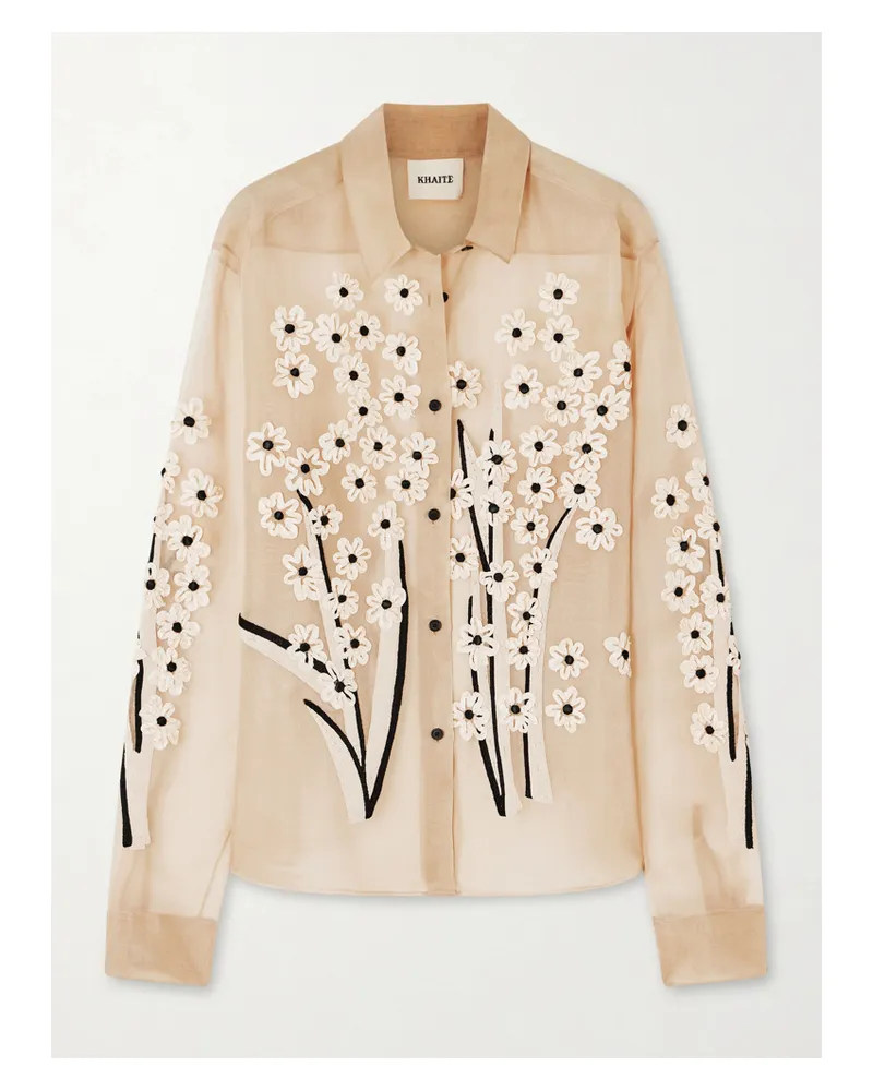 KHAITE Hemd Aus Seidenorganza Mit Stickereien Und Applikationen - Neutral Neutral