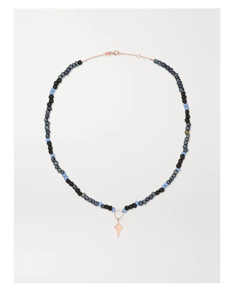 Diane Kordas Kette Mit Details Aus 14 Karat Roségold, Zierperlen Und Diamanten - Blau Blau