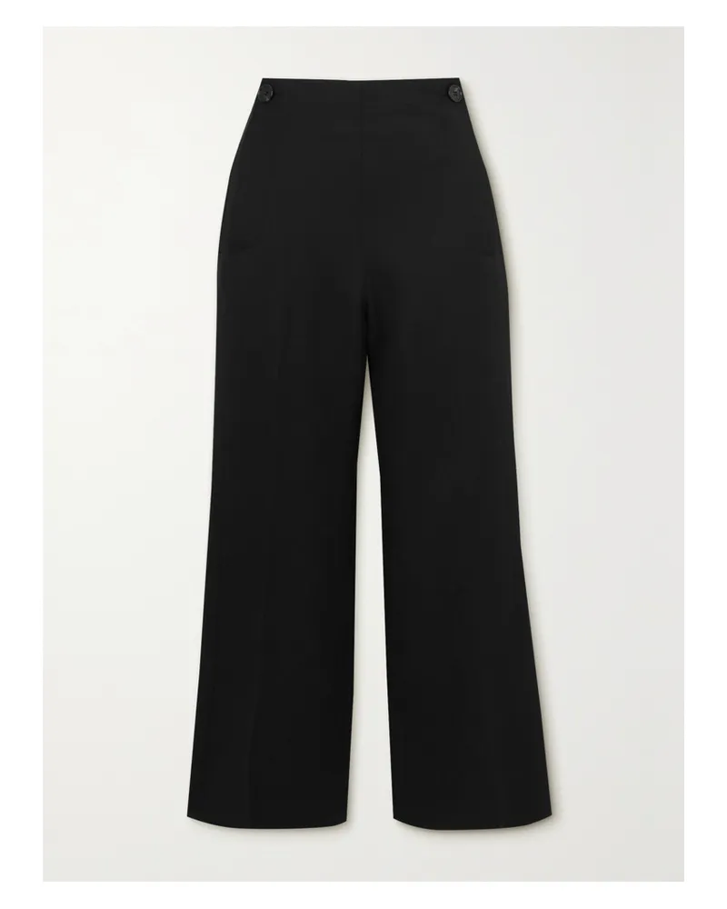 Chloé Verkürzte Schlaghose Aus Einer Woll-leinenmischung - Schwarz Schwarz