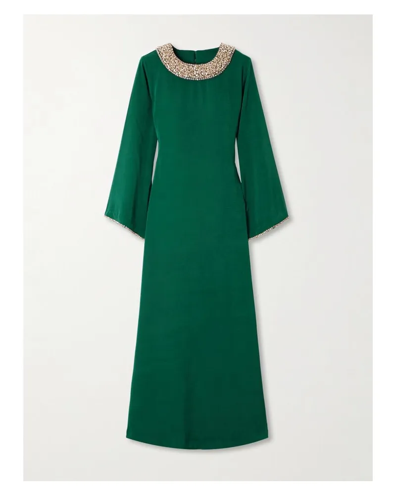 SHATHA ESSA Robe Aus Crêpe Mit Kristallen - Grün Grün