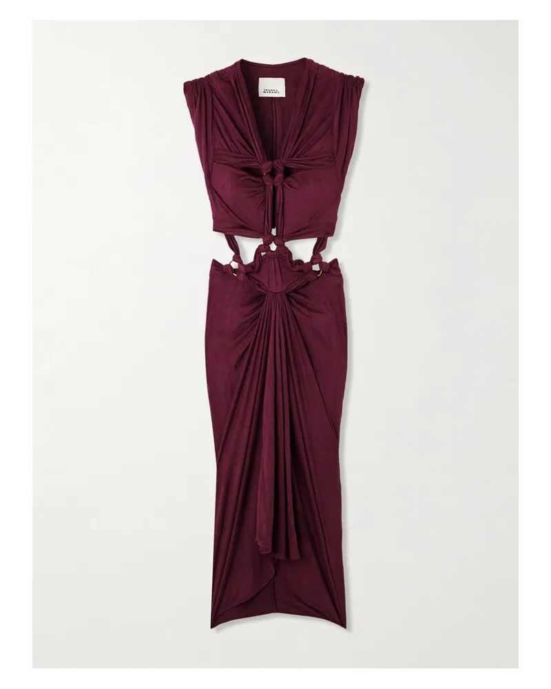 Isabel Marant Sirena Midikleid Aus Gebürstetem Stretch-jersey Mit Knoten Und Cut-outs - Burgunder Burgunder