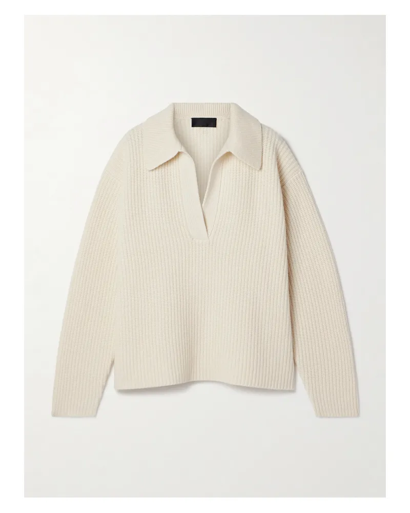 Nili Lotan Tova Gerippter Kaschmirpullover - Elfenbein Elfenbein