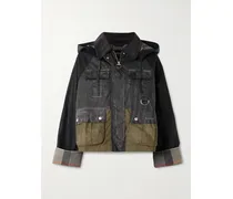 Liza Hooded Paneled Waxed-cotton Jacket - Black