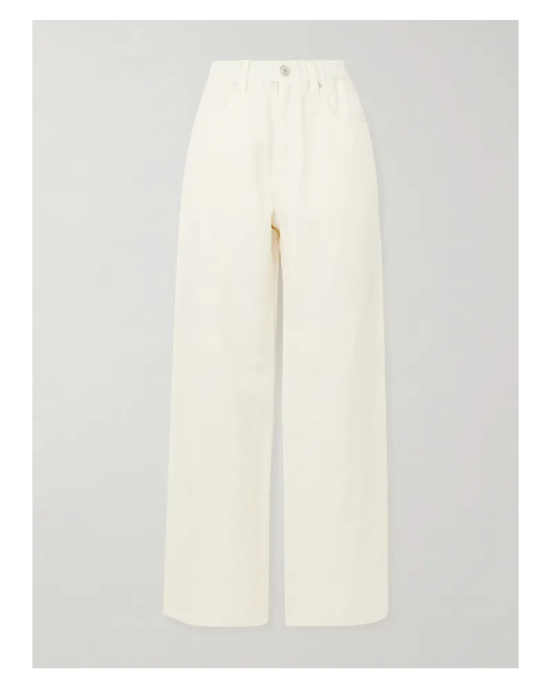 Brunello Cucinelli Hose Mit Weitem Bein Aus Einer Baumwoll-leinenmischung Mit Zierperlen - Weiß Weiß