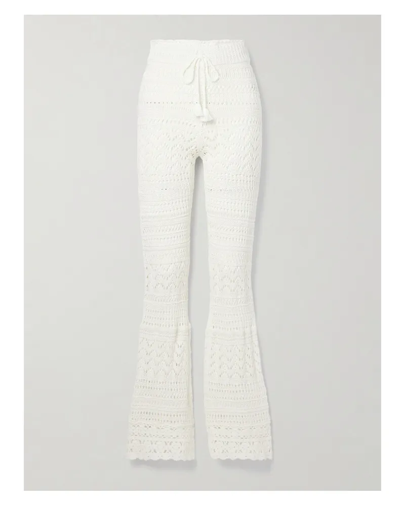 LoveShackFancy Fosta Schlaghose Aus Gehäkelter Baumwolle - Weiß Weiß