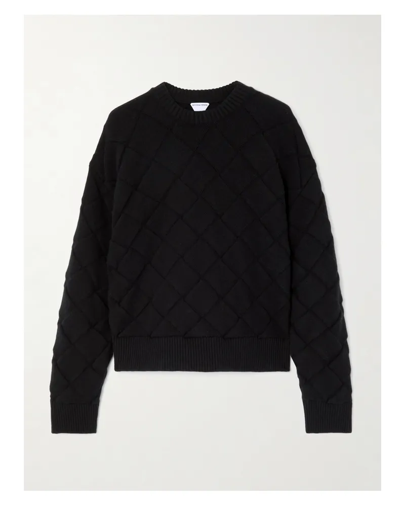 Bottega Veneta Pullover Aus Einer Wollmischung Mit Intrecciato-muster - Schwarz Schwarz