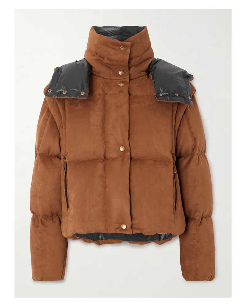 Moncler Paterne Wandelbare Daunenjacke Aus Gestepptem, Gebürstetem Moleskin Mit Kapuze - Braun Braun