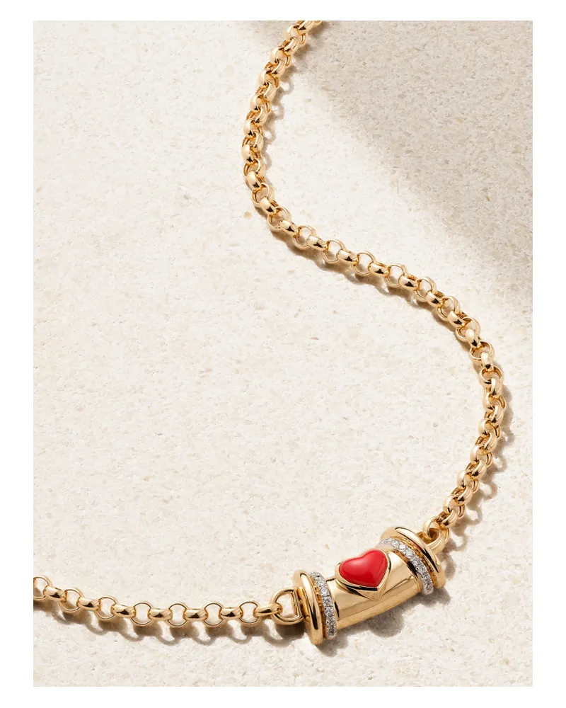 L’Atelier Nawbar Warrior Venus Kette Aus 18 Karat Gold Mit Koralle Und Diamanten Gold
