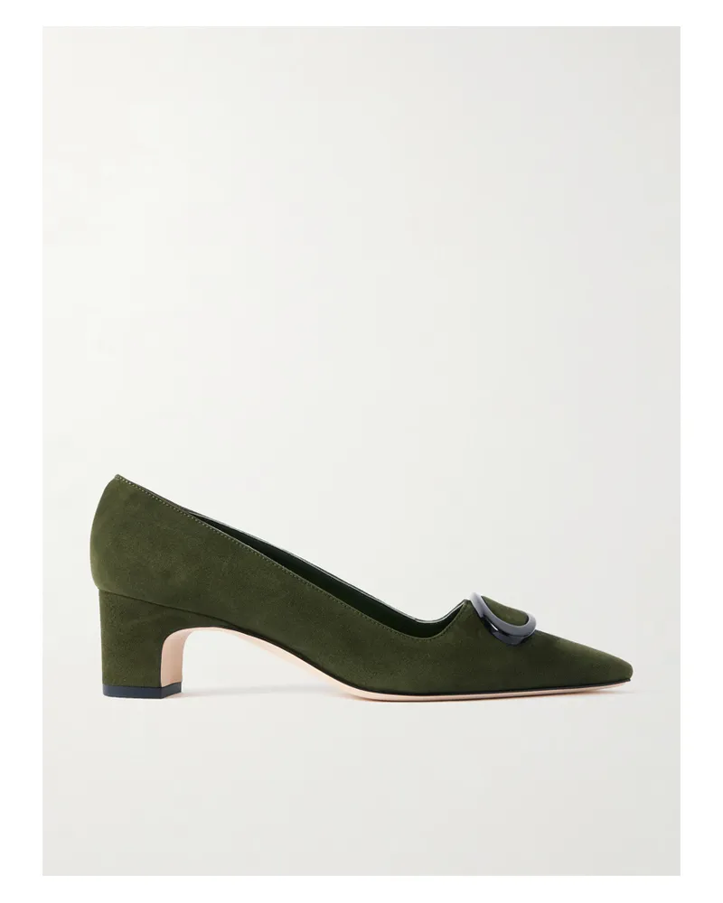 Manolo Blahnik Fenix 50 Pumps Aus Veloursleder Mit Schnalle - Grün Grün