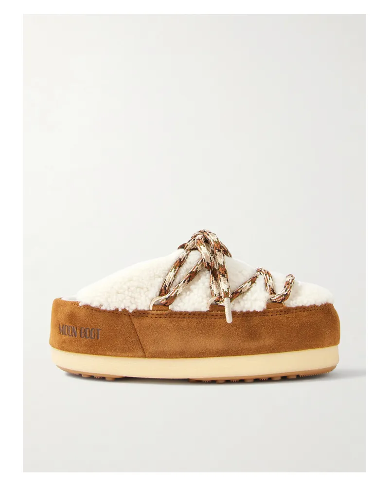 Moon Boot Evx Slip-ons Aus Shearling Und Veloursleder - Braun Braun