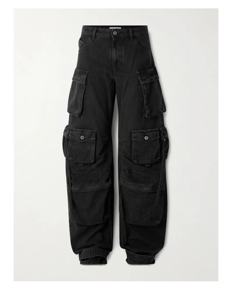 ATTICO Tief Sitzende Cargohose Aus Denim - Schwarz Schwarz