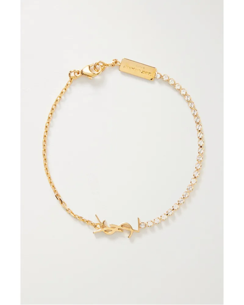 Saint Laurent Cassandre farbenes Armband mit Kristallen Gold