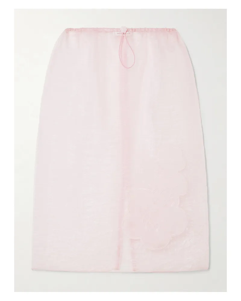 Cecilie Bahnsen Bambi Midirock Aus Organza In Knitteroptik Mit Applikation - Pink Pink
