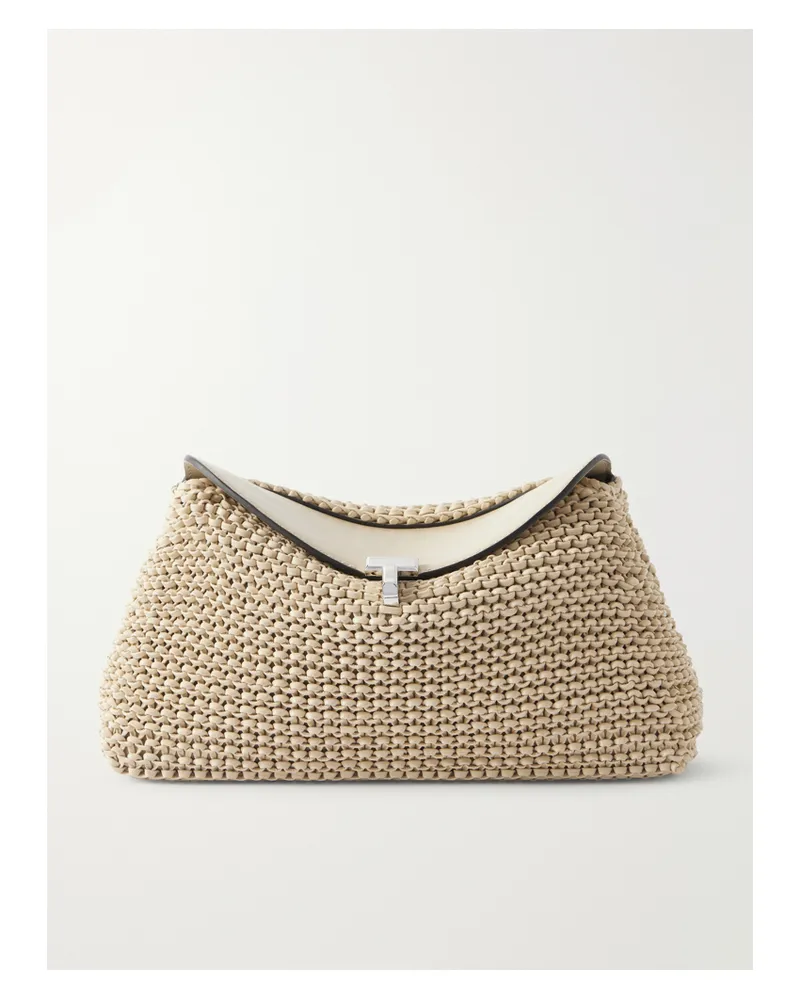 Totême T-lock Woven Leather Clutch - Brown Brown