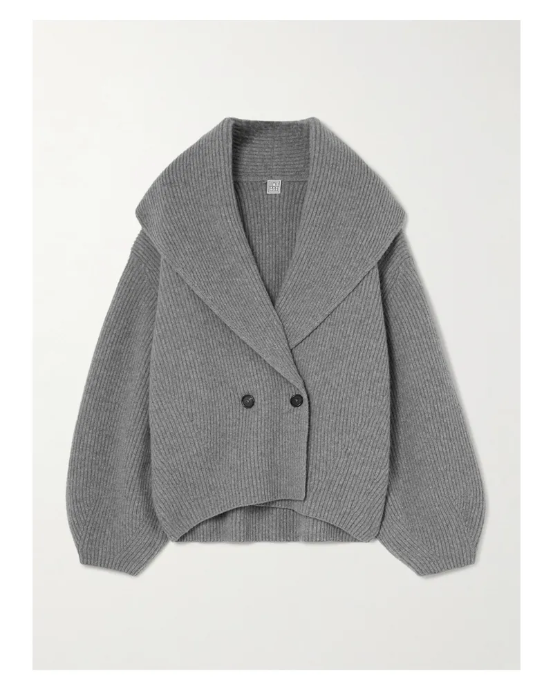 Totême Oversized Ribbed Wool Cardigan - Gray Gray