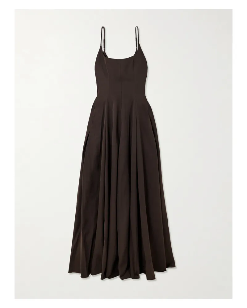 STAUD Joy Maxikleid Aus Faille Aus Einer Baumwollmischung Mit Falten - Braun Braun