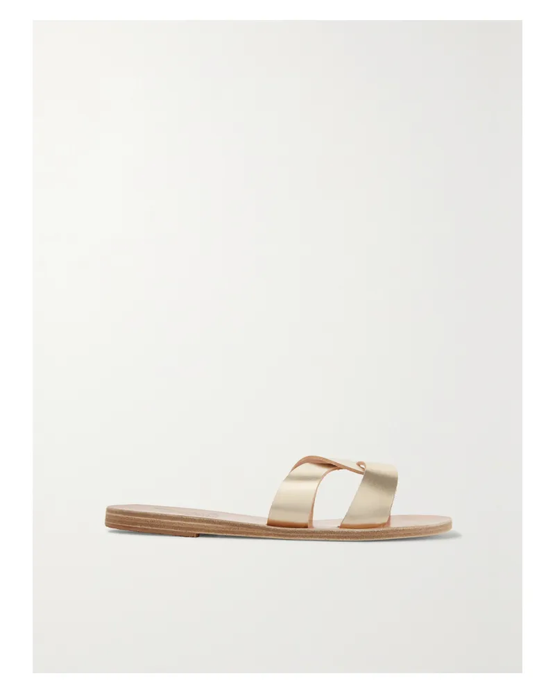 Ancient Greek Sandals Desmos Pantoletten Aus Metallic-leder Mit Cut-outs - Gold Gold