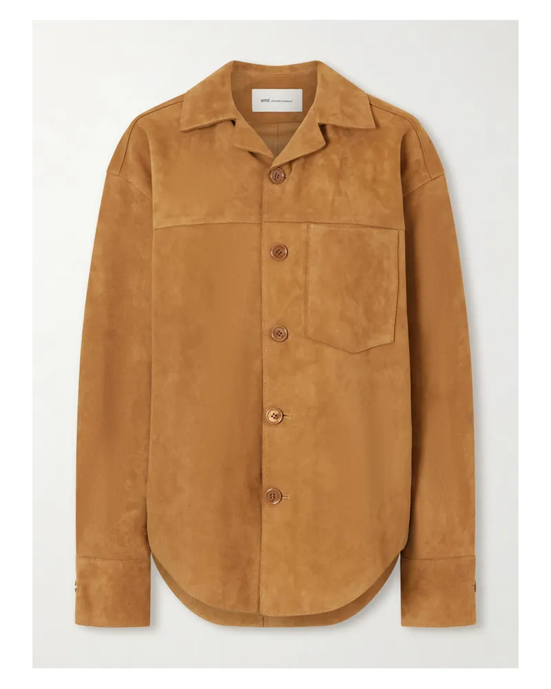 AMI Paris Suede Overshirt - Brown Brown