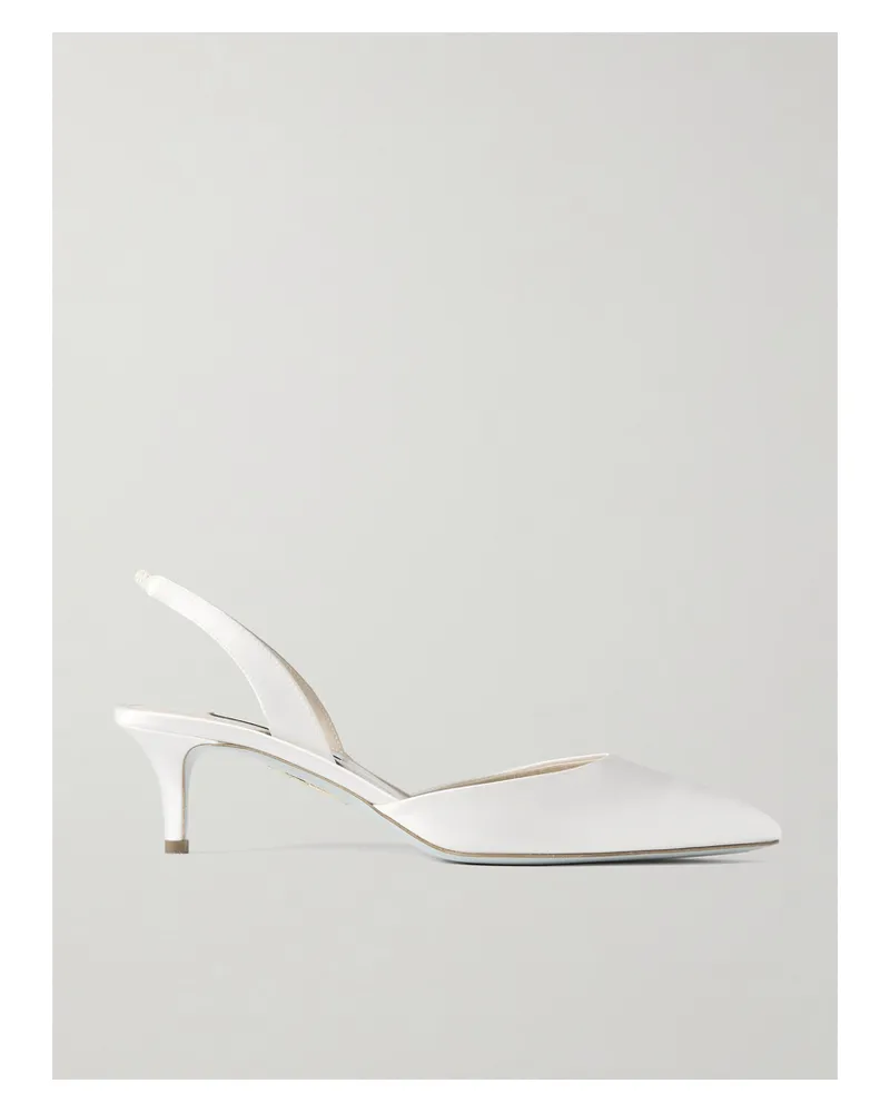 Aquazzura So Nude 50 Satin Slingback Pumps - White White