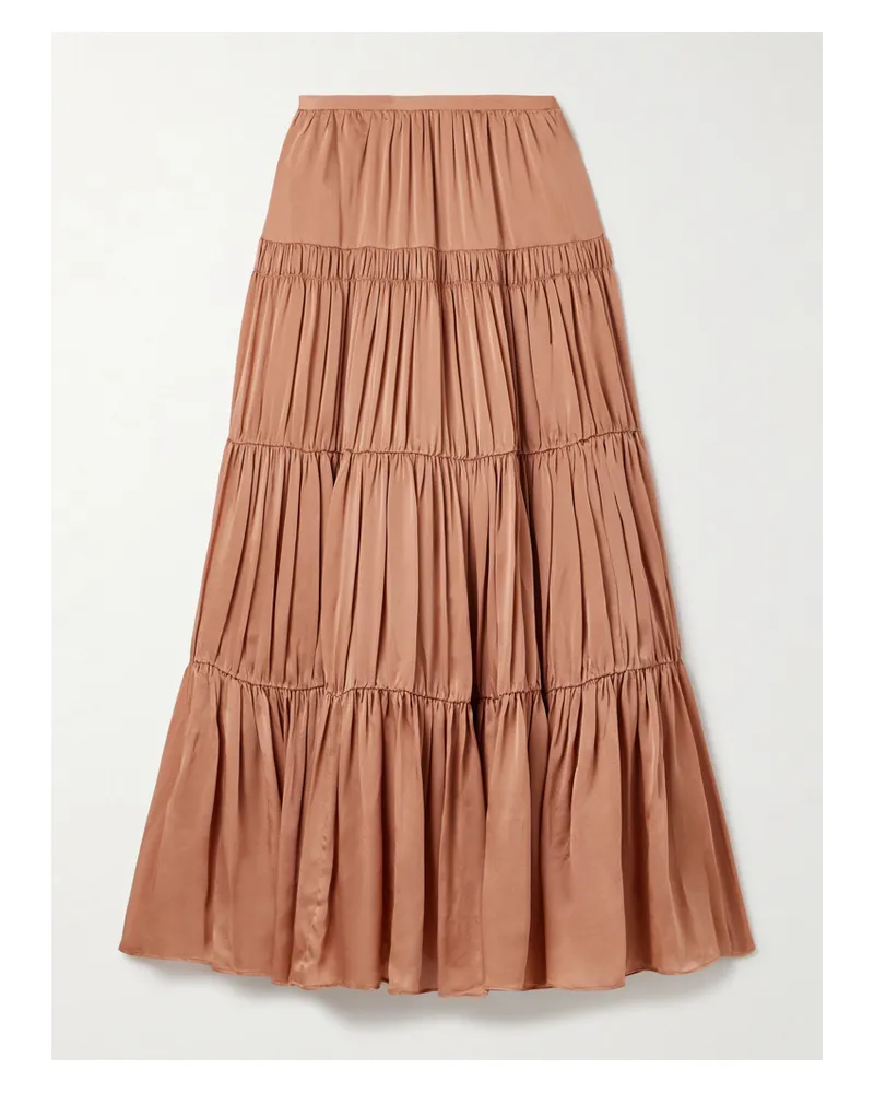 Ulla Johnson Gaelle Maxirock Aus Seide Mit Raffungen - Pink Pink