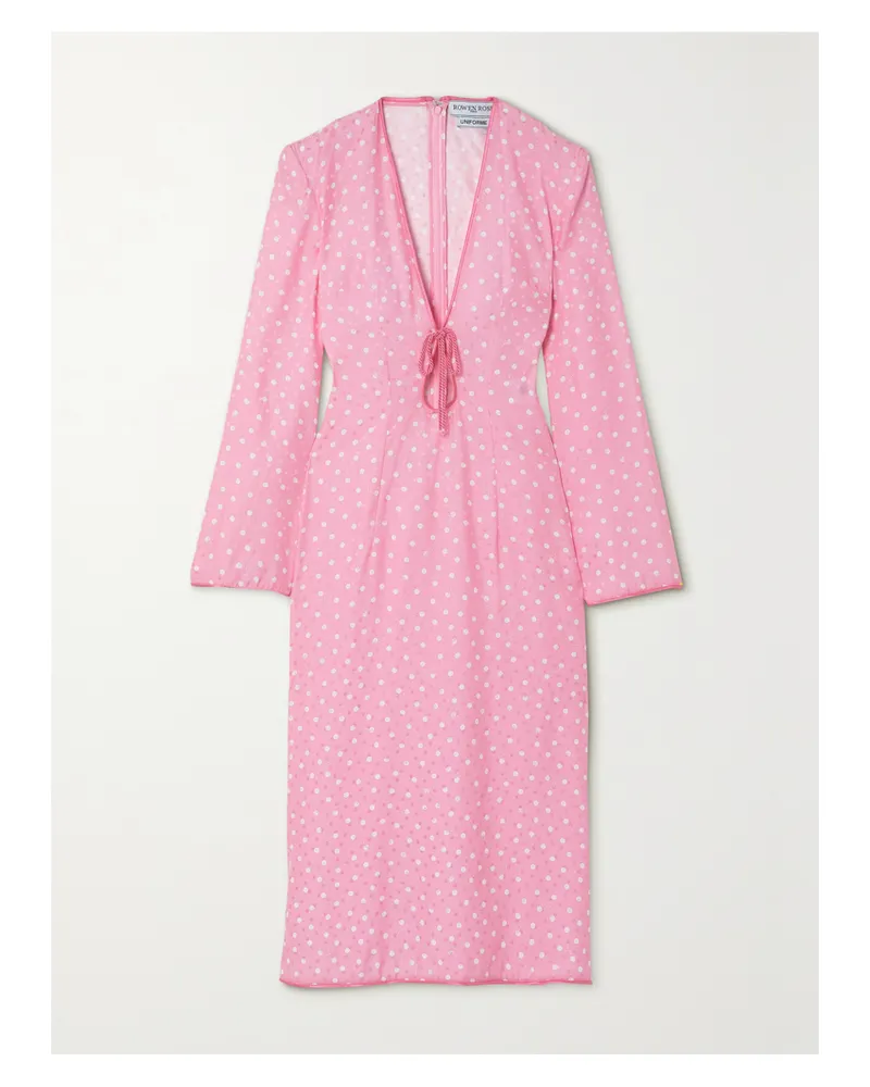 Rowen Rose Midikleid Aus Bedruckter Seide Zum Binden - Pink Pink