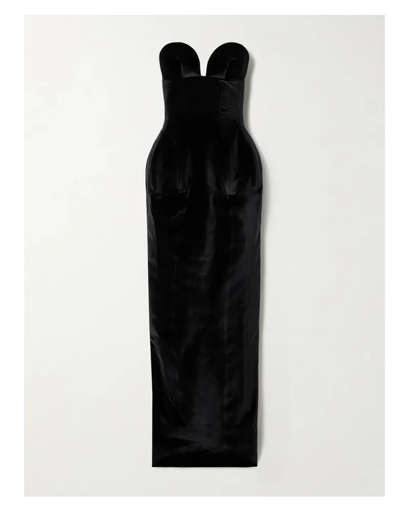 Mônot Trägerlose Robe Aus Samt - Schwarz Schwarz