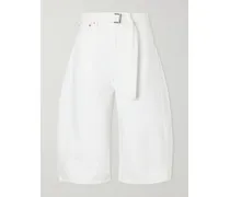 Belted Cropped High-rise Barrel-leg Jeans - White